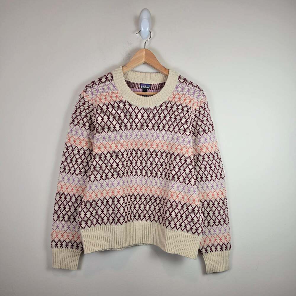 Patagonia Womens SzM Recycled Wool Blend Crewneck Sweater Starlight Dark Natural
